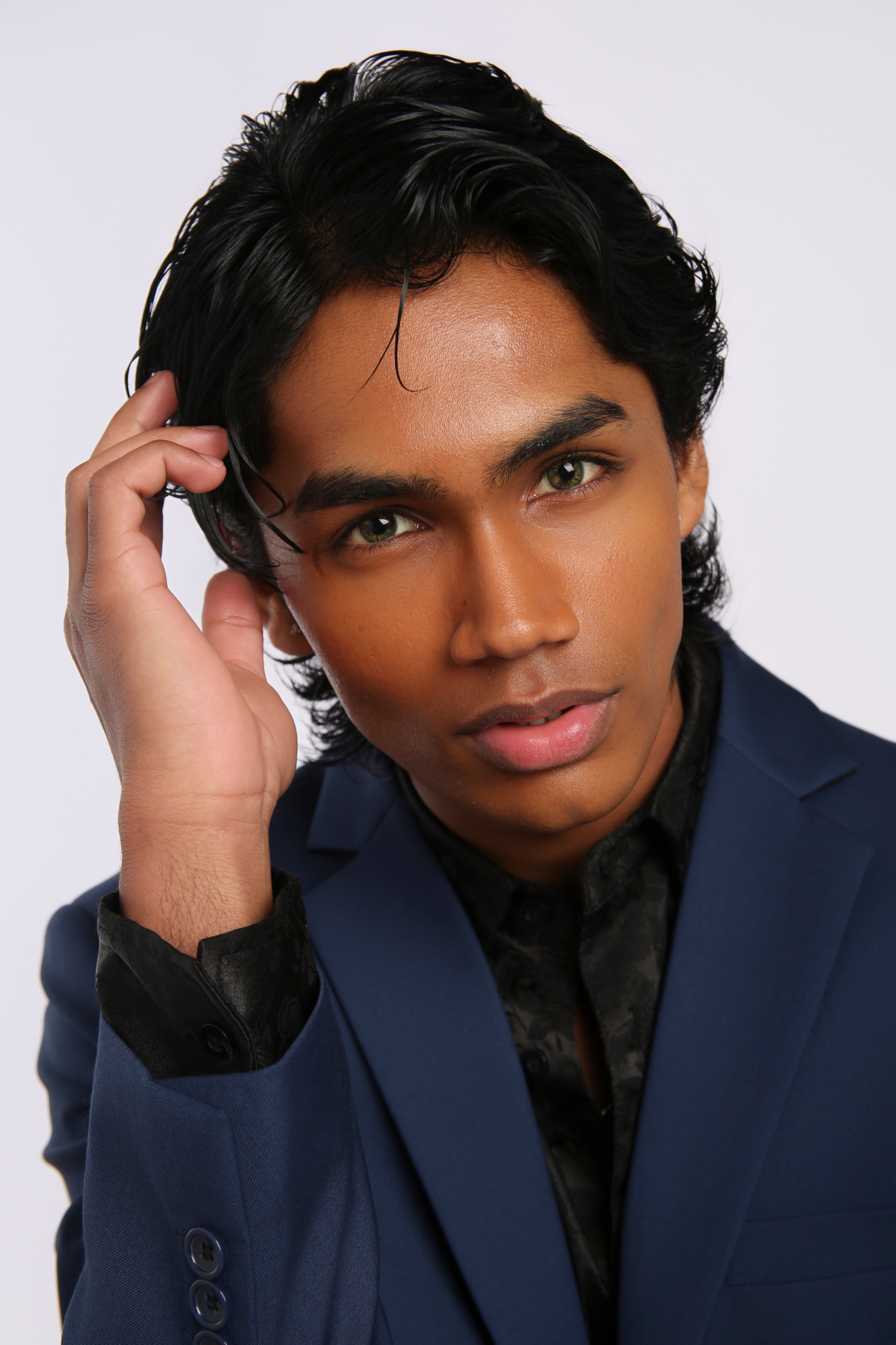 Close portrait of Shabs in a navy jacket